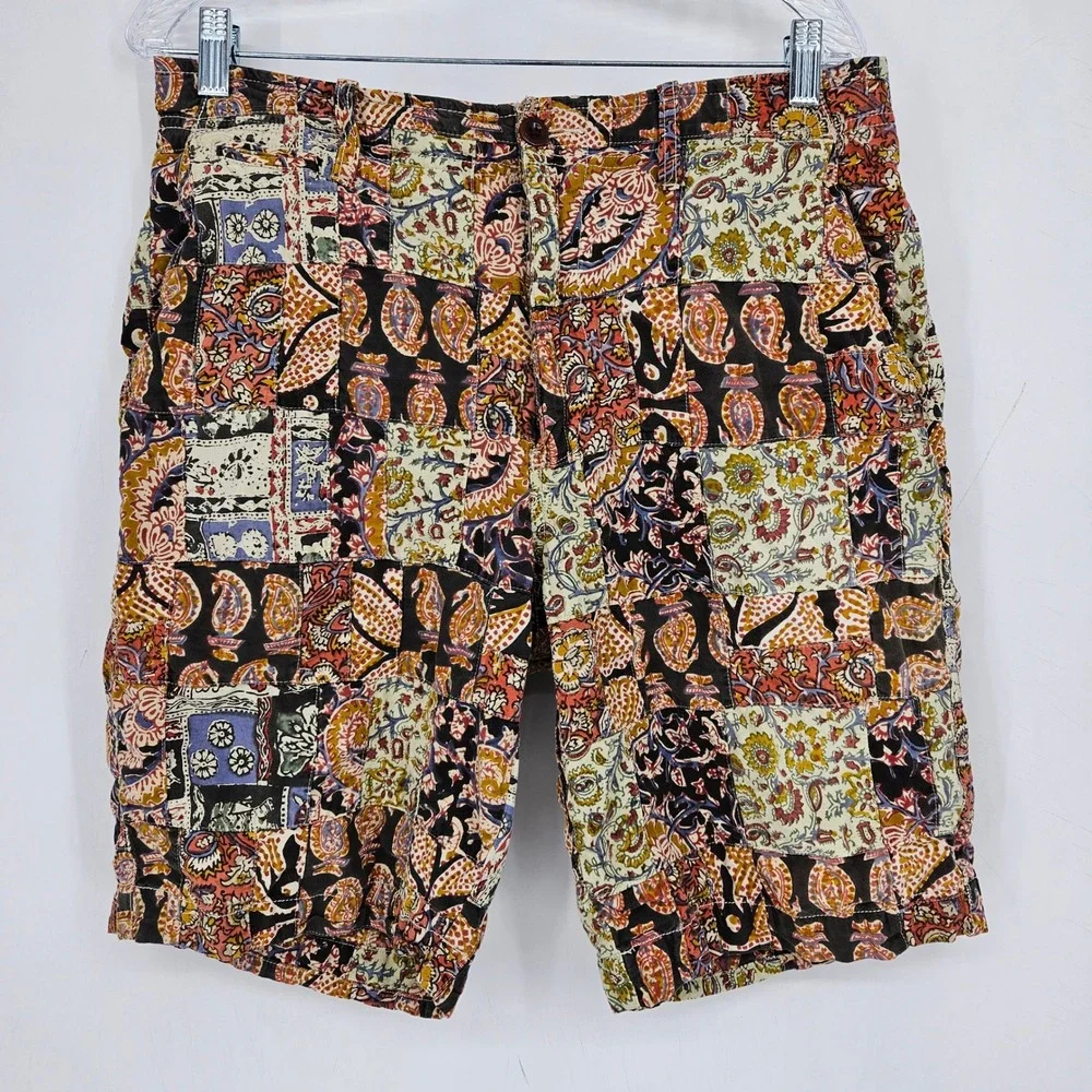 J Crew Shorts Mens 33w Chino Patchwork Paisley Field Casual Preppy Vintage
